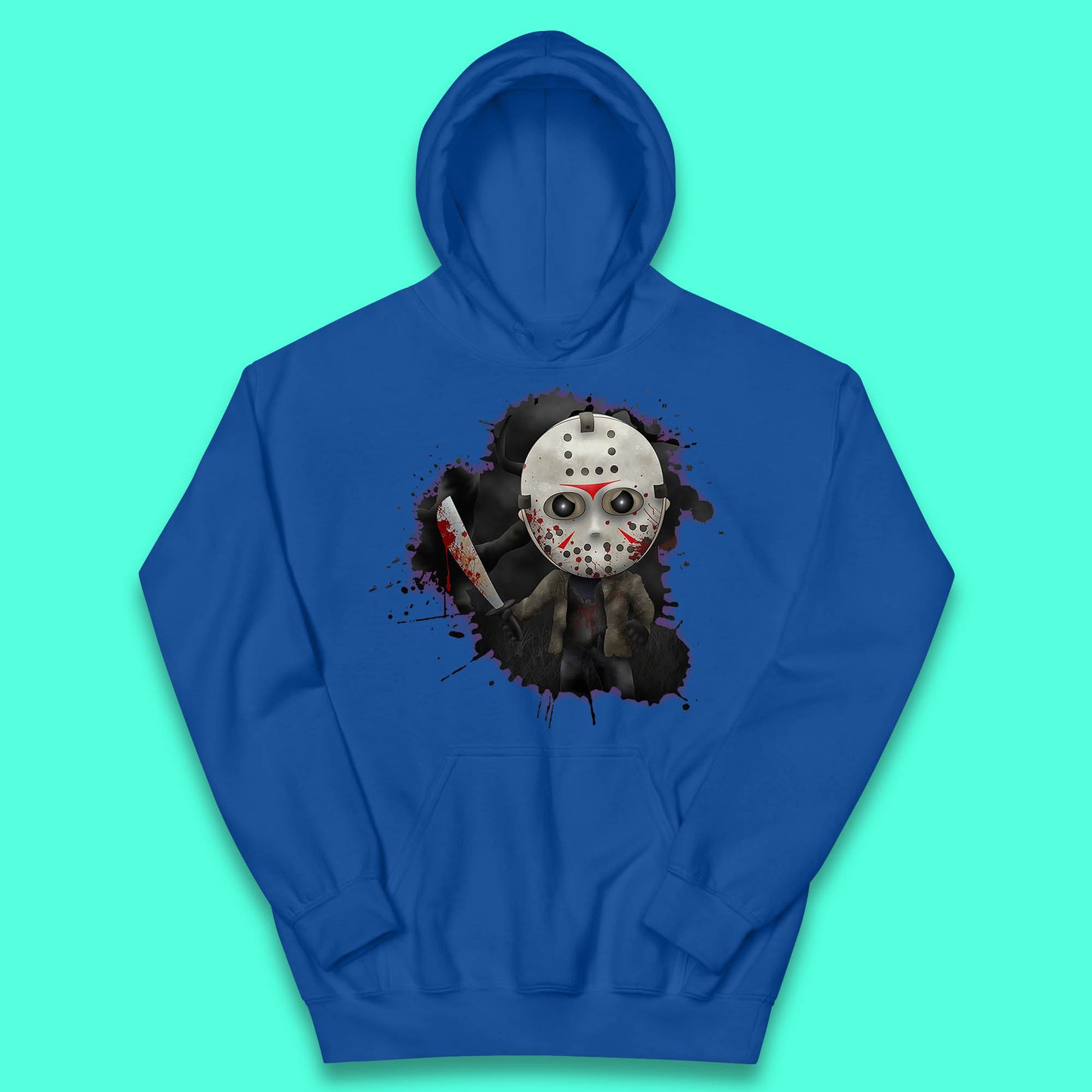 Chibi Jason Voorhees Holding Bloody Knife Halloween Friday The 13th Horror Movie Character Kids Hoodie