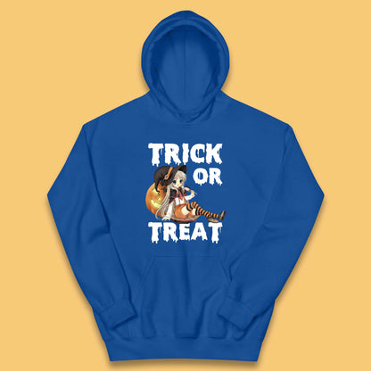 Trick Or Treat Halloween Witch Anime Horror Scary Pumpkin Halloween Costume Kids Hoodie
