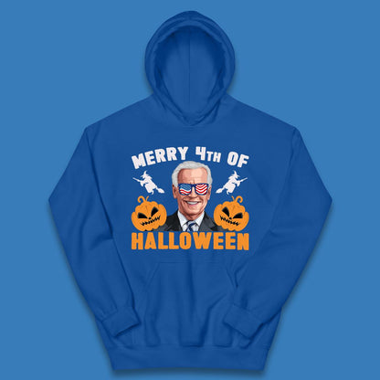 Merry 4th Of Halloween Funny Confused Joe Biden 4th Of July Kids Hoodie
