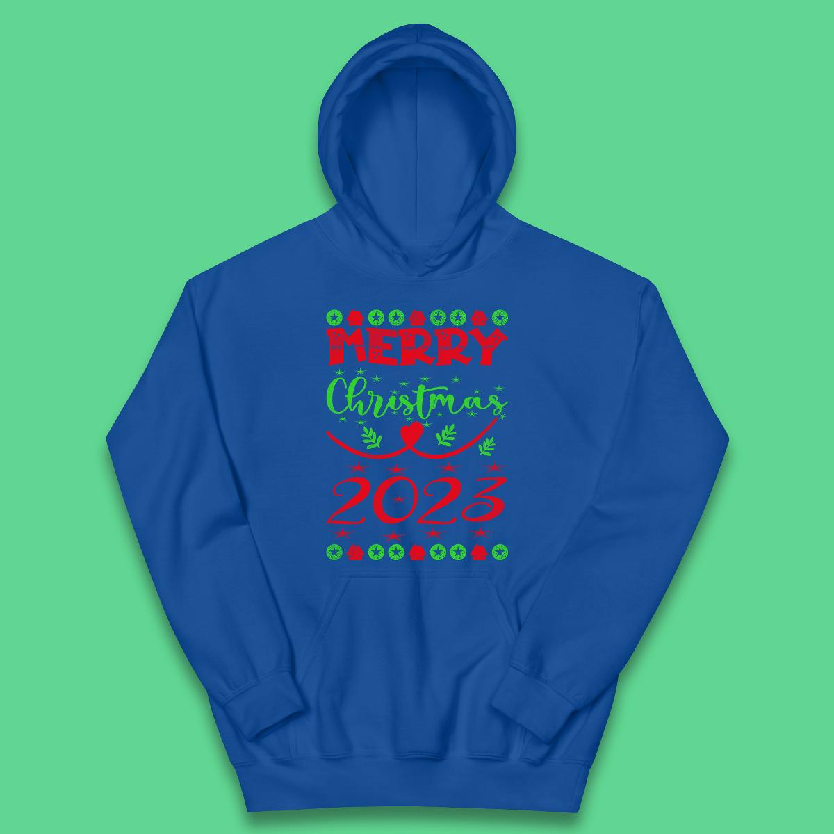 Merry Christmas 2023 Winter Holiday Xmas Festive Celebration Kids Hoodie