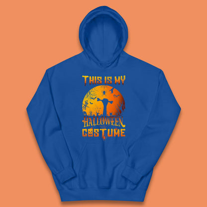 This Is My Halloween Costume Zombie Hand Rising Out Of A Graveyard & Holding Bone In Spooky Night Kids Hoodie