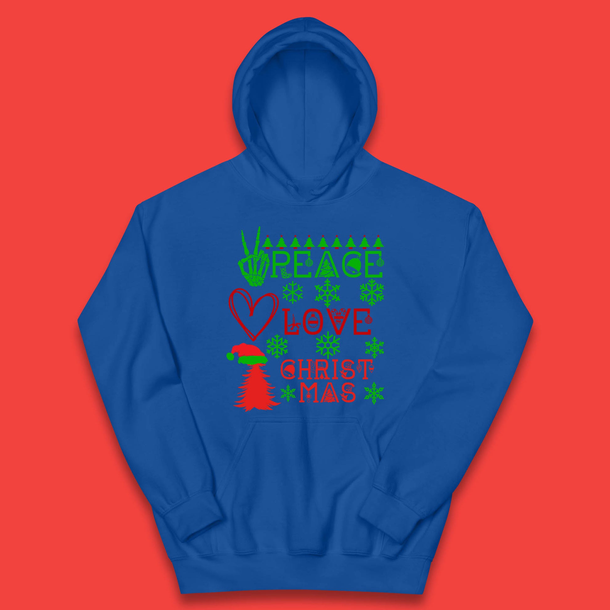 Peace Love Christmas Holiday Festive Gift Kids Hoodie