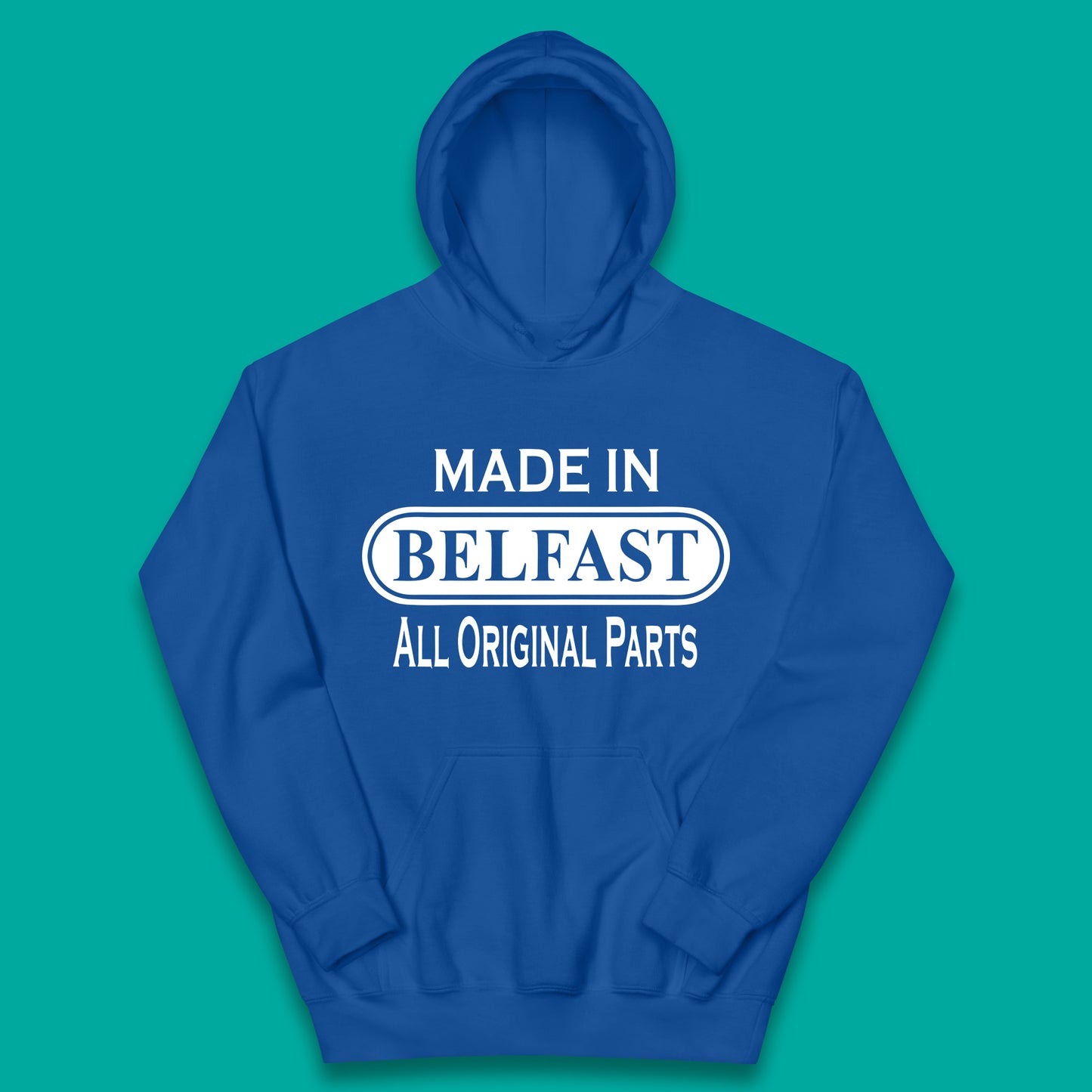 Made In Belfast All Original Parts Vintage Retro Birthday Capital And Largest City Of Northern Ireland Kids Hoodie