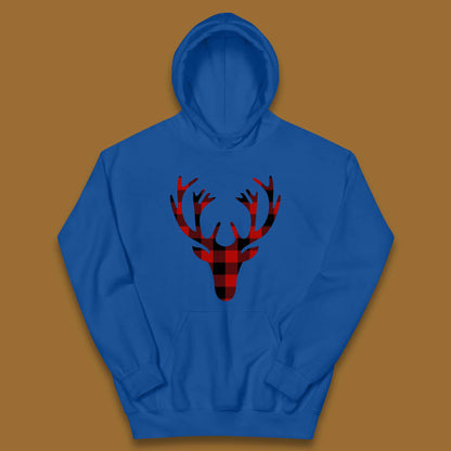 merry christmas buffalo plaid deer head hoodie