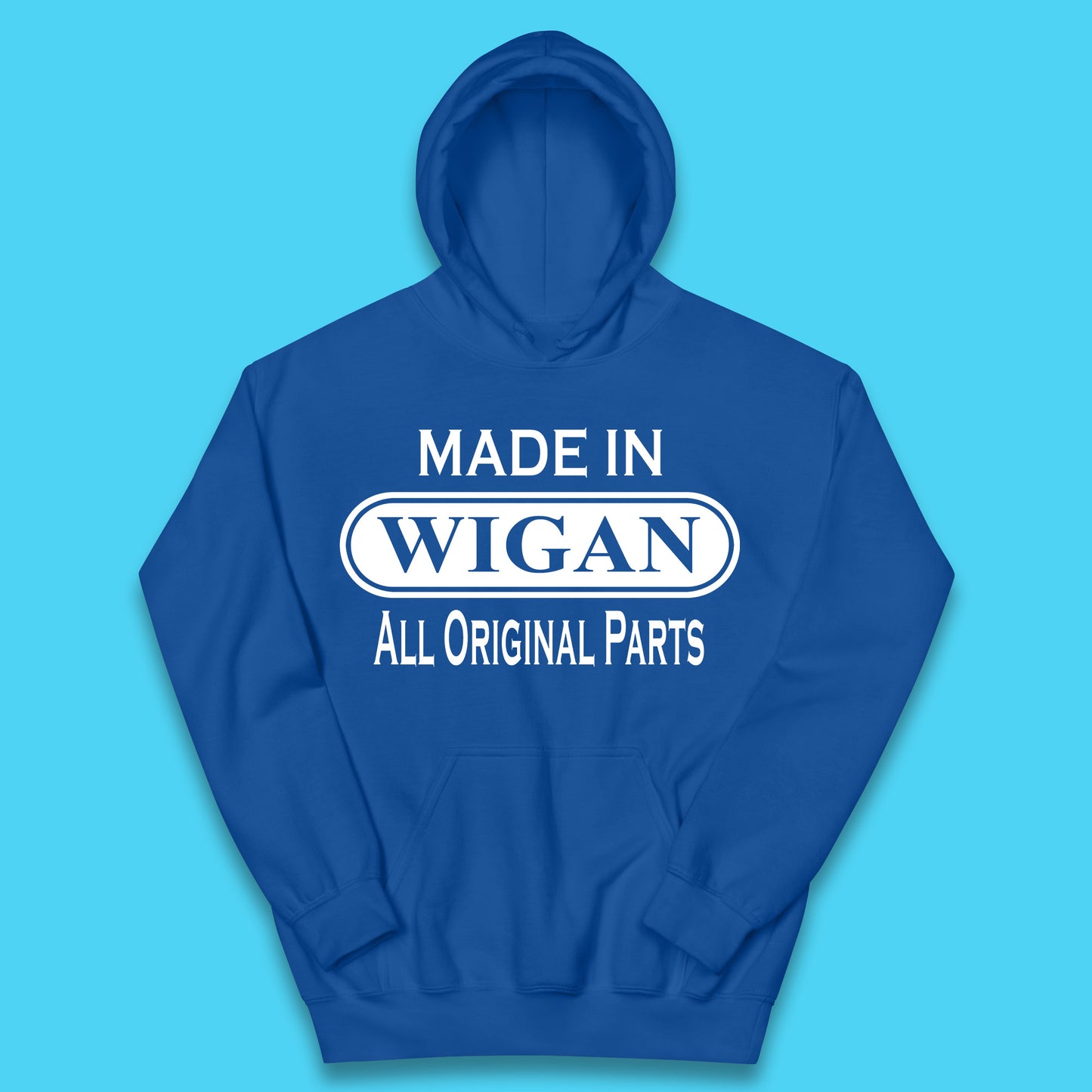 Made In Wigan All Original Parts Vintage Retro Birthday Town In Greater Manchester, England Gift Kids Hoodie