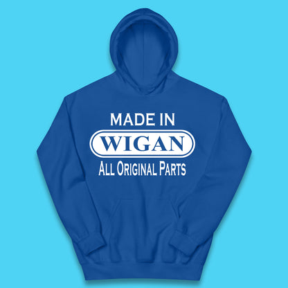 Made In Wigan All Original Parts Vintage Retro Birthday Town In Greater Manchester, England Gift Kids Hoodie