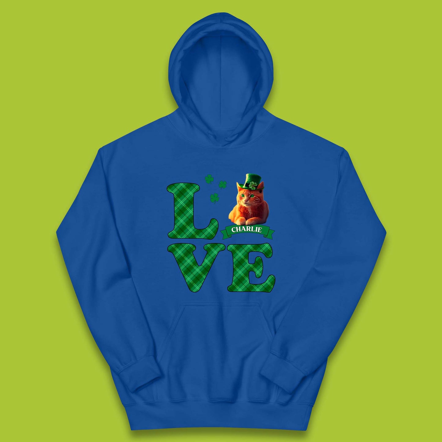 Personalised Love St. Patrick's Cat Kids Hoodie