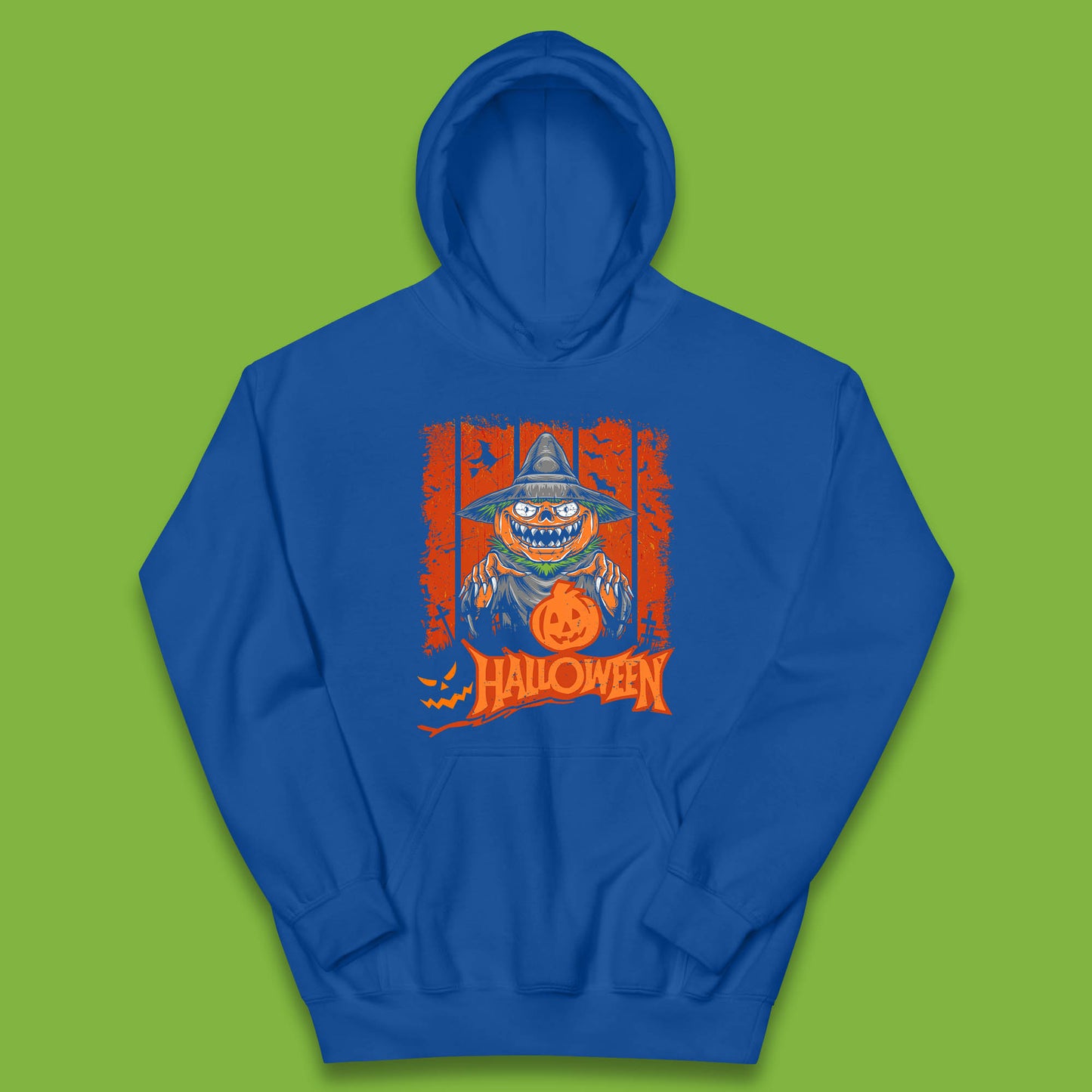 Halloween Pumpkin Head Scarecrow Jack O Lantern Pumpkin Head Horror Scary Vintage Retro Kids Hoodie