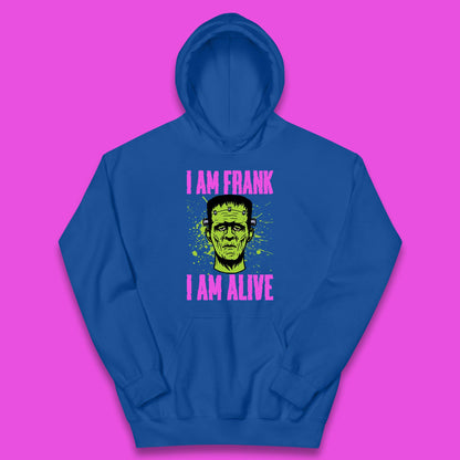 I Am Frank I Am Alive Halloween Green Frankenstein Monster Zombie Horror Face Kids Hoodie