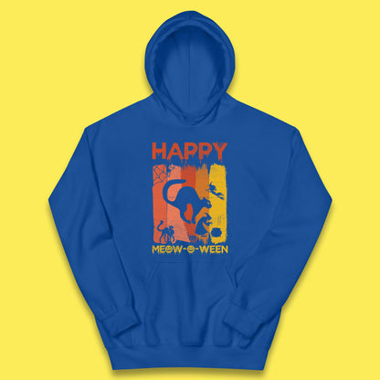 Happy Meow-O-ween Funny Halloween Black Cat Scary Spooky Kids Hoodie