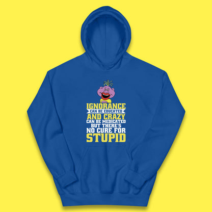 Ignorance Can Be Educated And Crazy Can Be Medicated But There's No Cure For Stupid Anonymous Quote Kids Hoodie