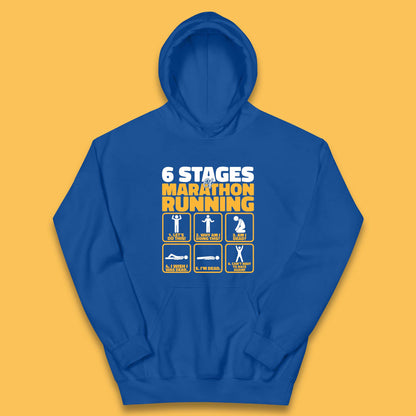 6 Stages Of Marathon Running Athletics Kids Hoodie