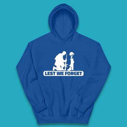 Lest We Forget Kneeling Soldier Remembrance Day British Armed Forces Day Kids Hoodie