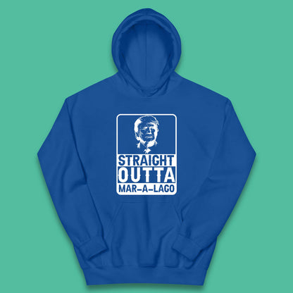 Donald Trump Straight Outta Mar-A-Lago USA Mugshot President Elections 2024 Kids Hoodie