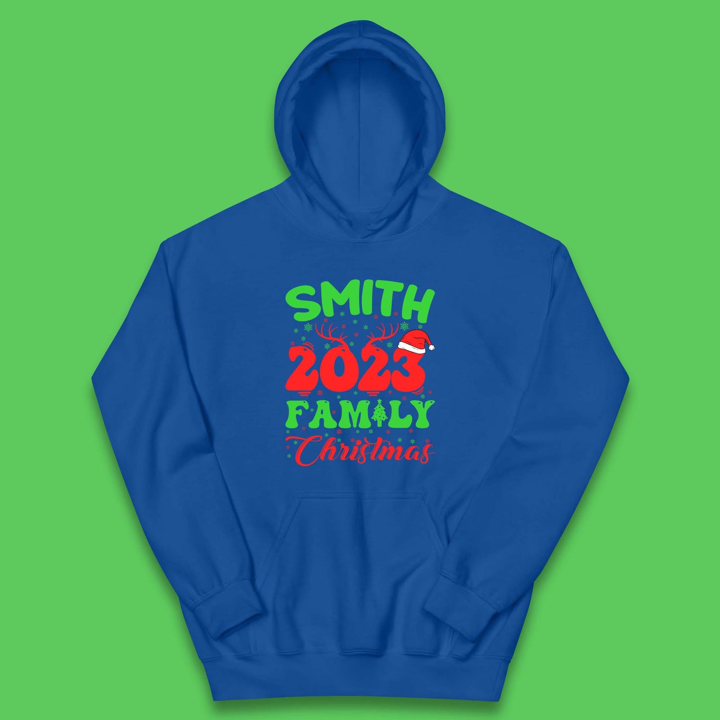 Personalised 2023 Family Christmas Your Name Xmas Matching Family Costume Kids Hoodie