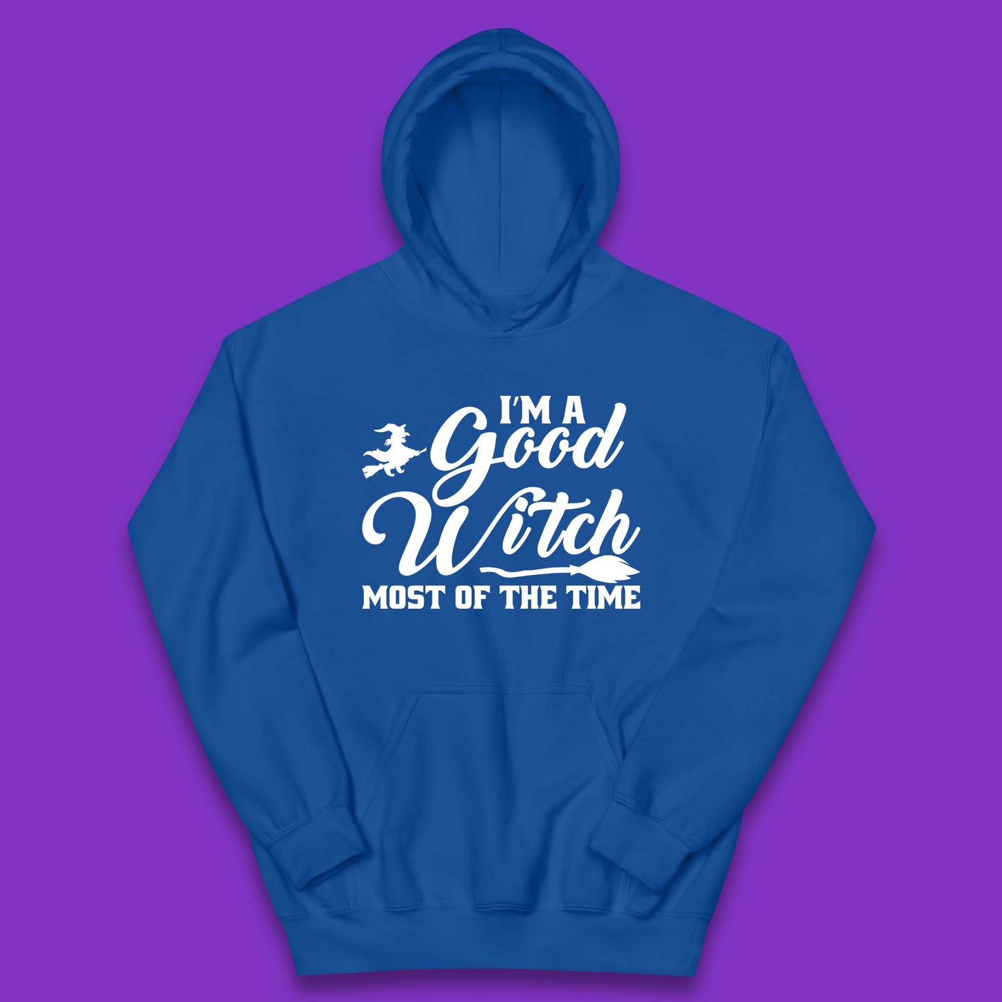 I'm A Good Witch Most Of The Time Halloween Witch Broom Kids Hoodie