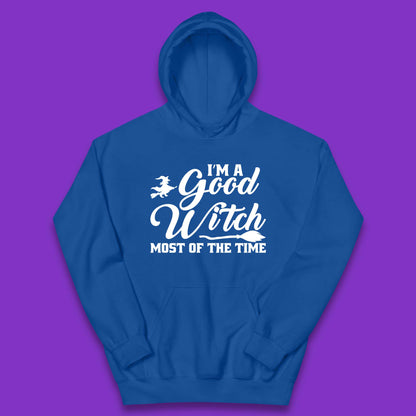 I'm A Good Witch Most Of The Time Halloween Witch Broom Kids Hoodie