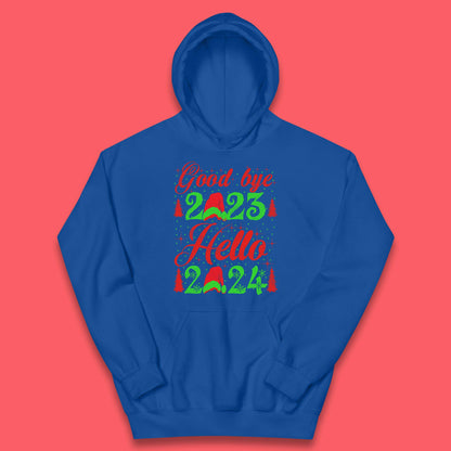 Good Bye 2023 Hello 2024 Merry Christmas Happy New Year Xmas Festive Celebration Kids Hoodie