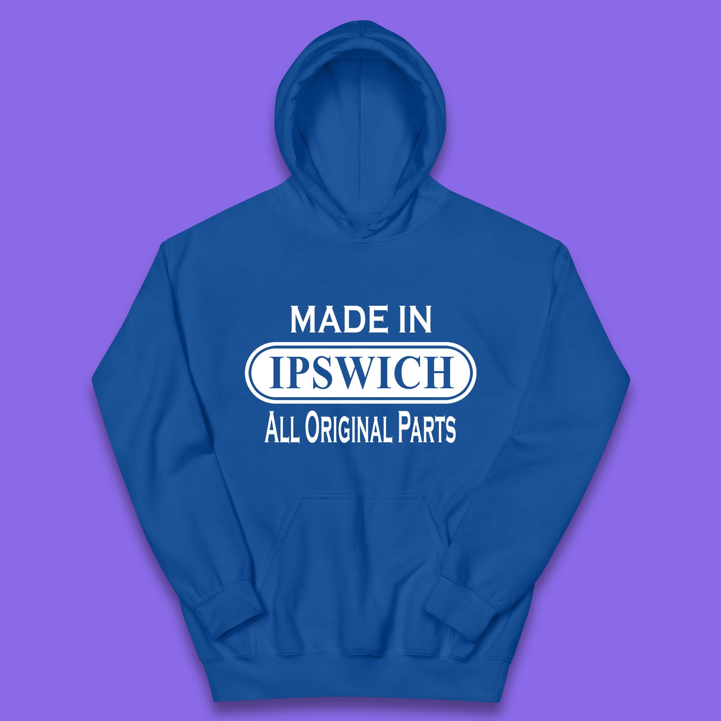Made In Ipswich All Original Parts Vintage Retro Birthday Town in Suffolk, England Gift Kids Hoodie