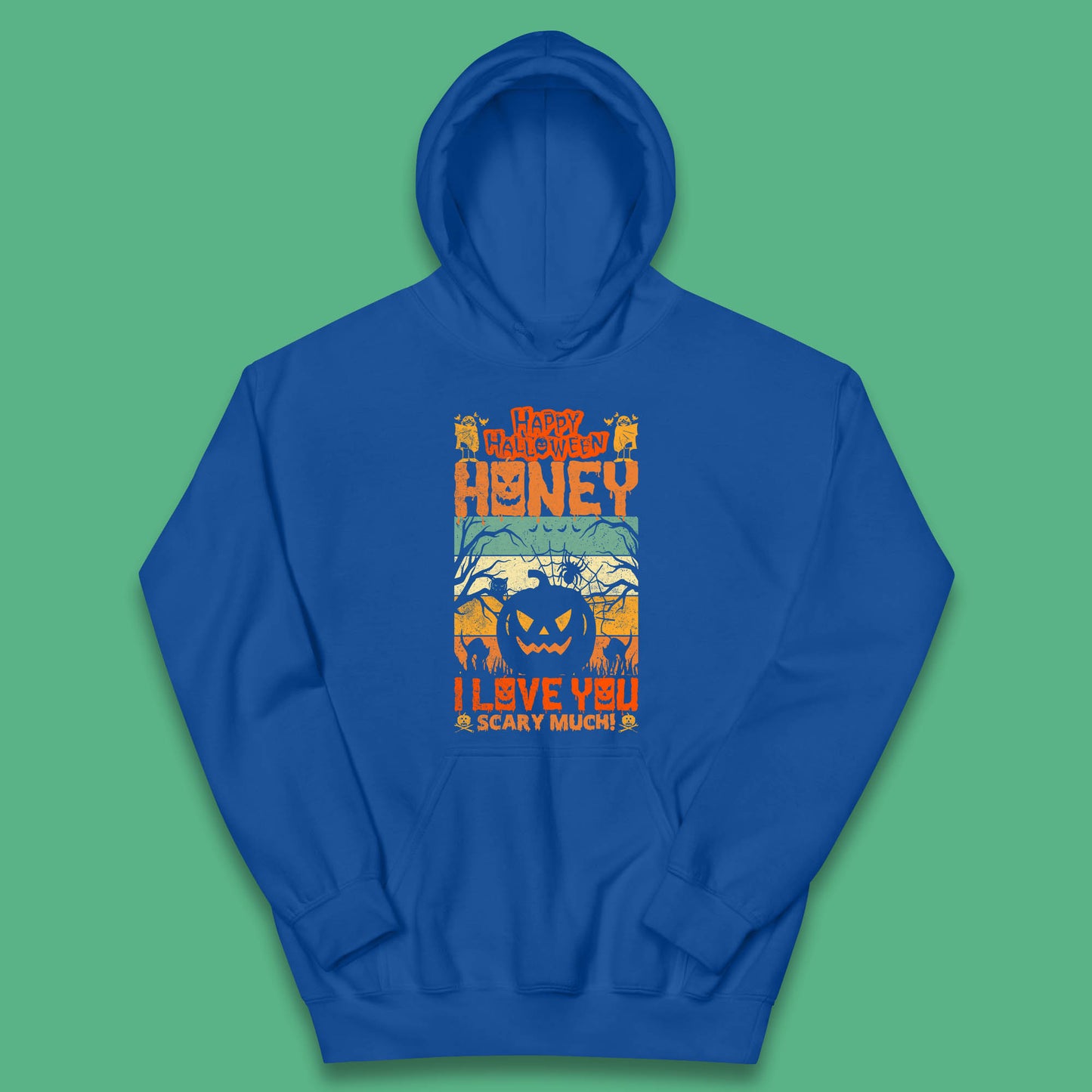 Happy Halloween Honey I Love You Scary Much Funny Halloween Scary Pumpkin Kids Hoodie