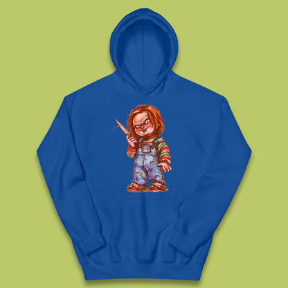 The Horror Movie Character Chucky With Knife Serial Killer Halloween Horror Movie Inspired Chucky Kids Hoodie