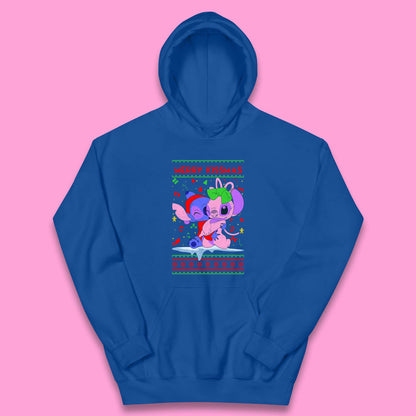 merry kissmas disney stitch and angel hoodie