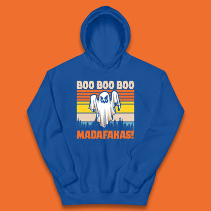 Ghost Say Boo Boo Boo Madafakas Halloween Vintage Horror Scary Boo Ghost Kids Hoodie
