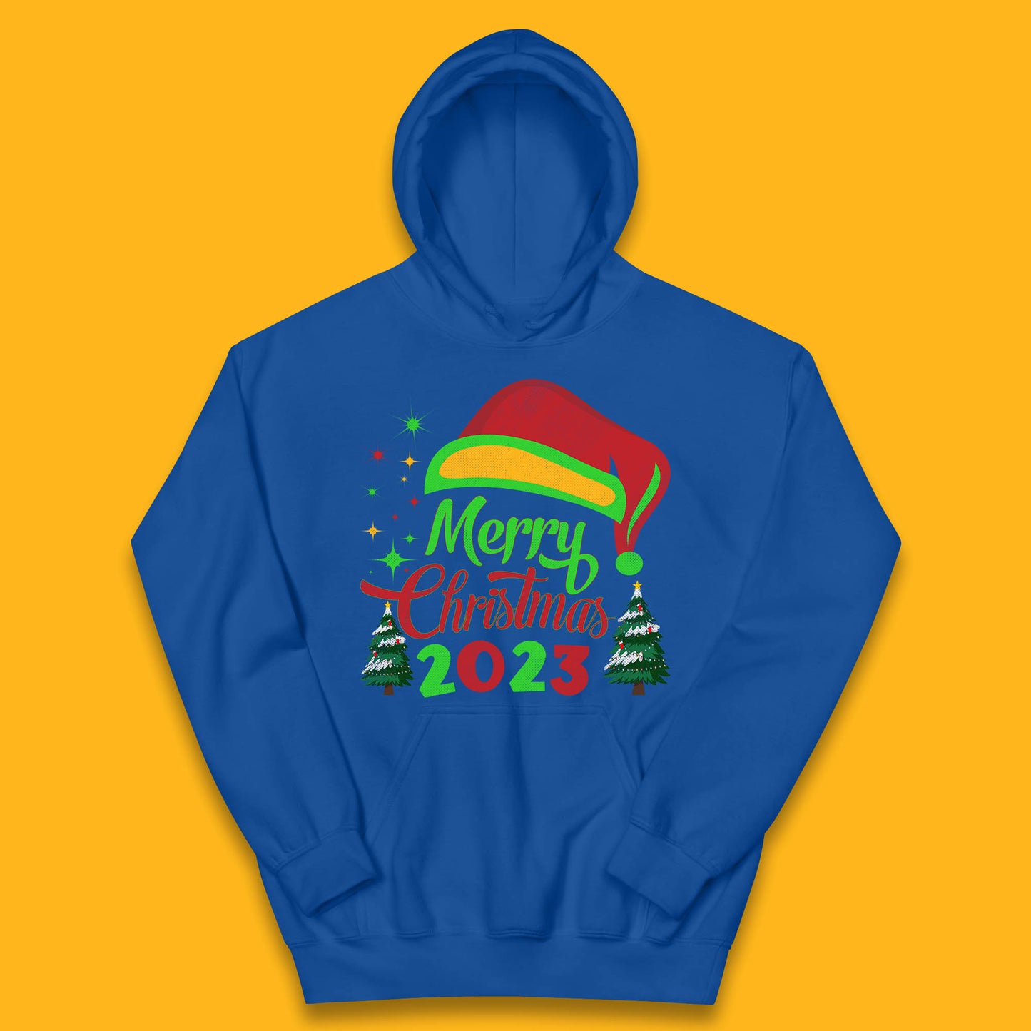 Merry Christmas 2023 Elf Hat Christmas Trees Xmas Gift  Kids Hoodie