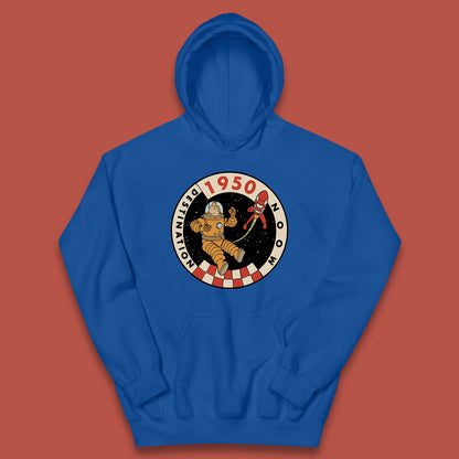 Destination Moon 1950 Astronaut Tintin The Lunar Rocket Retro Comic Space Adventure Kids Hoodie