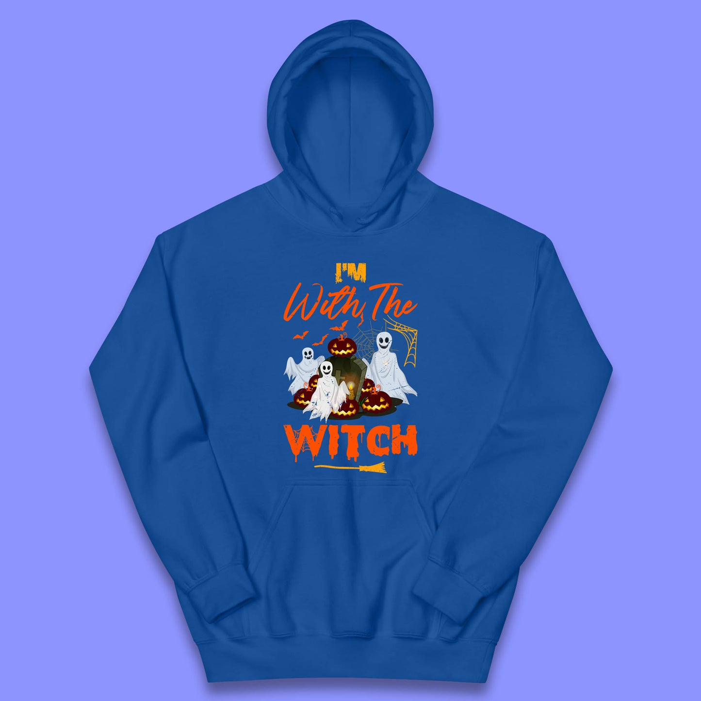 I'm With The Witch Halloween Ghosts With Jack-O-Lantern Horror Pumpkins Kids Hoodie
