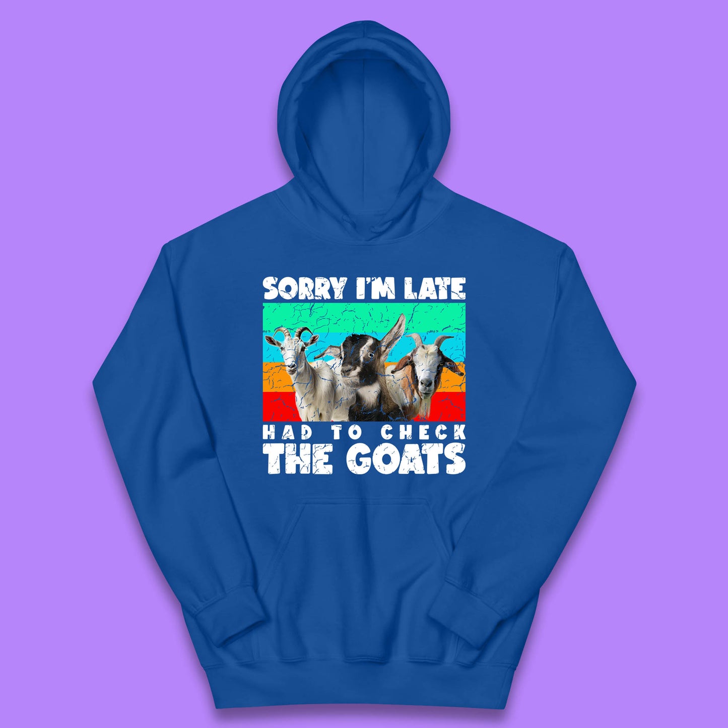 Sorry I'm Late Had To Check The Goats Vintage Goat Lover Farmer Kids Hoodie
