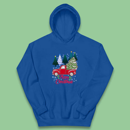 merry christmas red retro truck hoodie