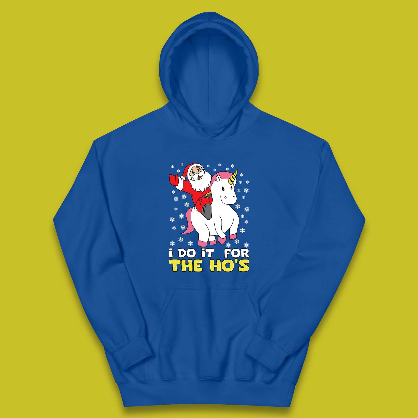 santa riding unicorn kids hoodie