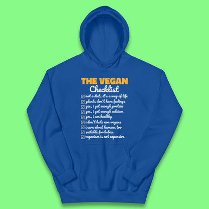 The Vegan Checklist Vegan Activism Funny Pro Vegetarian Checklist Kids Hoodie