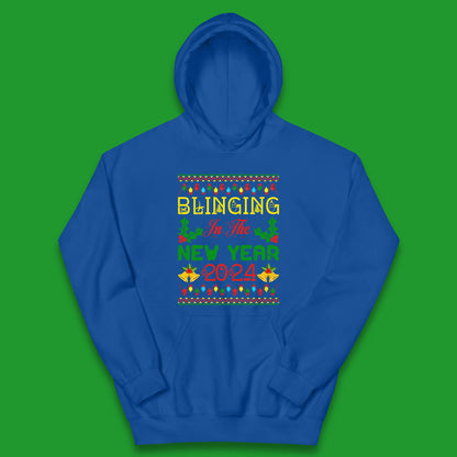 Blinging In The New Year 2024 Christmas Happy New Year Xmas Festive Celebration Kids Hoodie