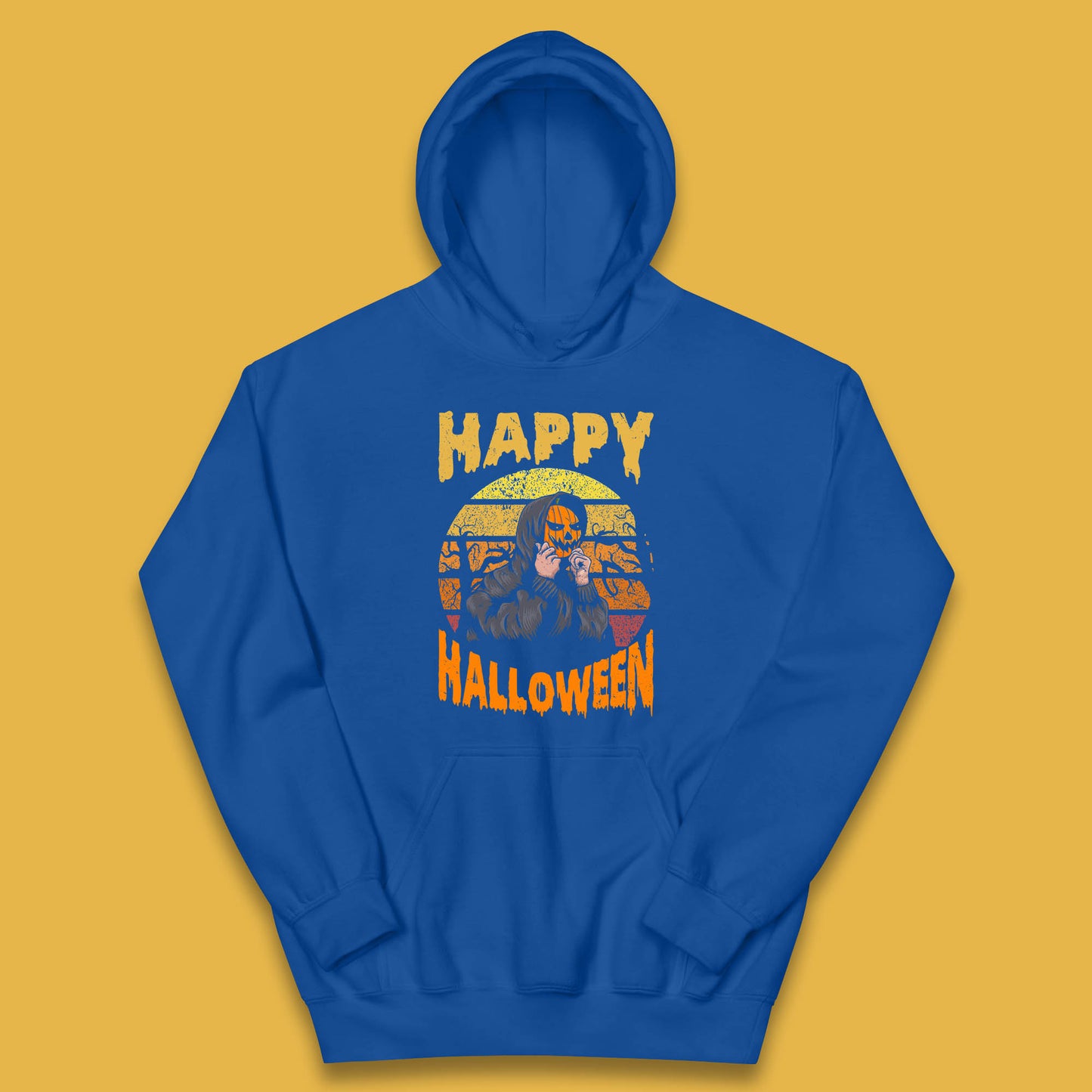 Happy Halloween Jack O Lantern Pumpkin Head Horror Scary Vintage Retro Halloween Kids Hoodie