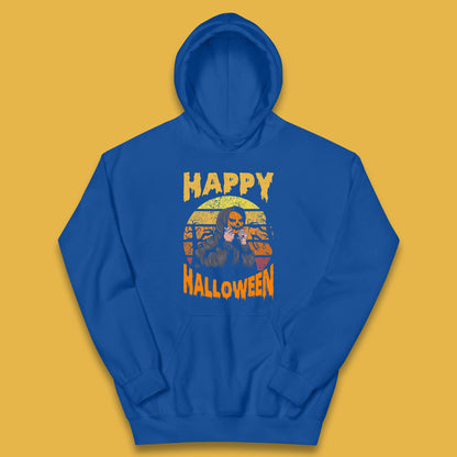Happy Halloween Jack O Lantern Pumpkin Head Horror Scary Vintage Retro Halloween Kids Hoodie