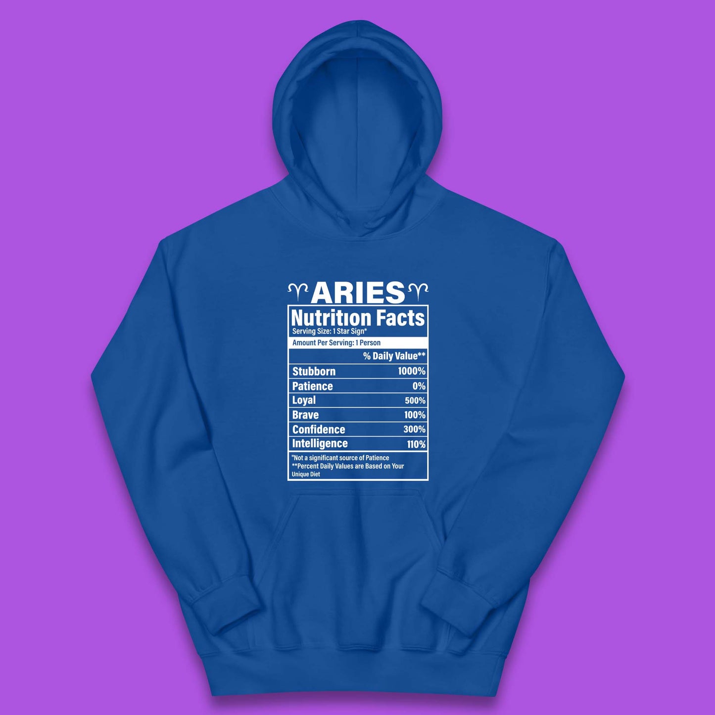 Aries Nutrition Fact Kids Hoodie