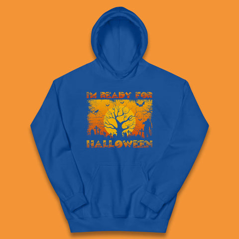 I'm Ready For Halloween Horror Scary Halloween Zombie Graveyards With Dead Tree Kids Hoodie