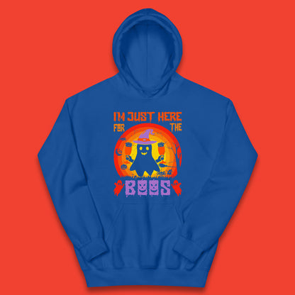 I'm Just Here For The Boos Halloween Boo Ghost Witch Hat Horror Scary Kids Hoodie