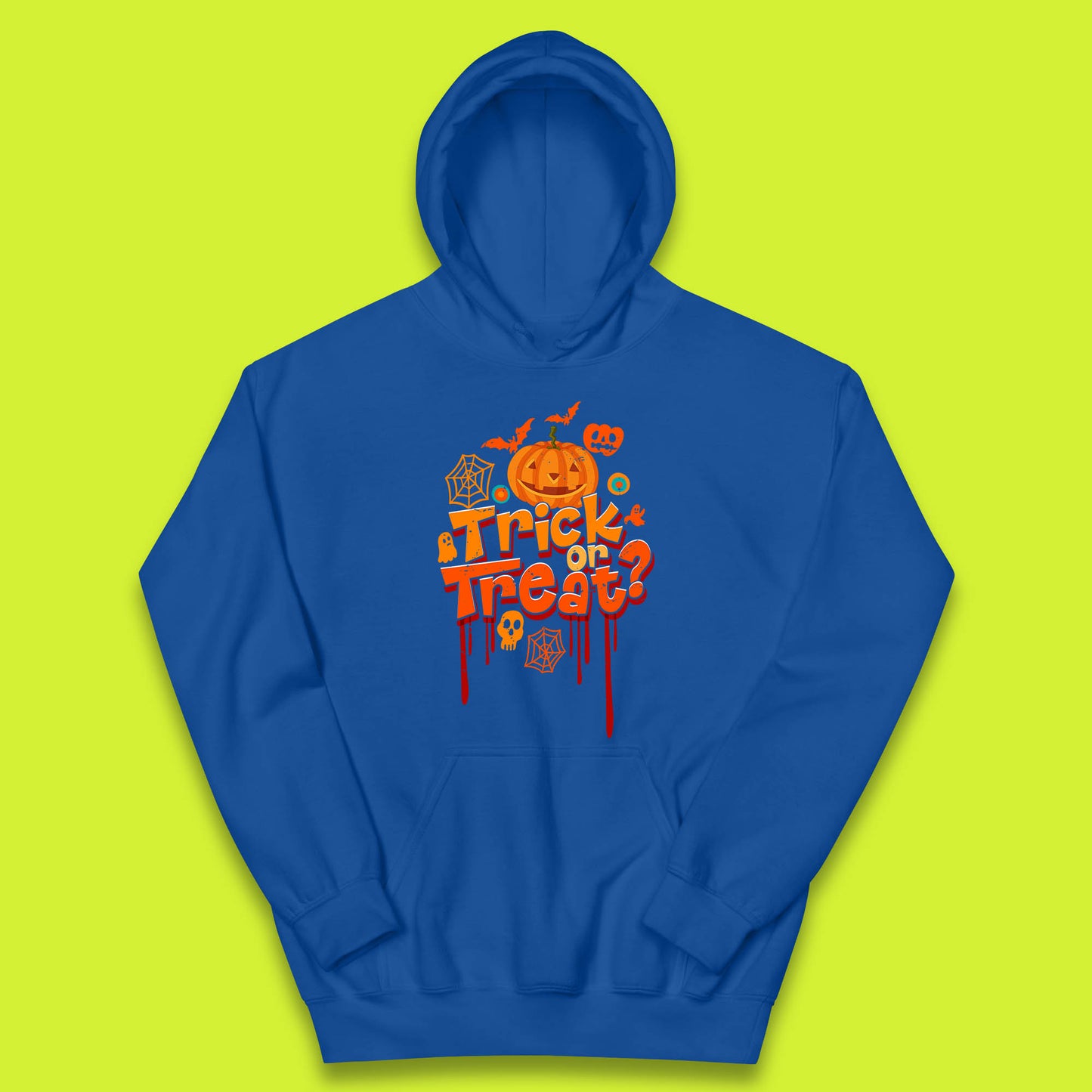 Trick Or Treat Halloween Pumpkin Blood Dripping Horror Scary Spooky Season Kids Hoodie