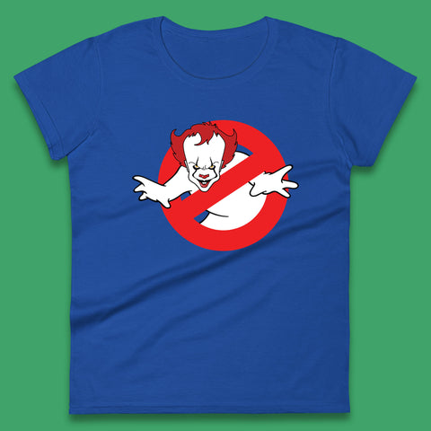 The Real Ghostbusters No Ghost Halloween IT Pennywise Clown Movie Mashup Parody Womens Tee Top