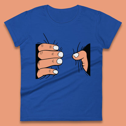 Crushing Handshake Big Hand Squeezing Funny Hand Grabbing Photographic Womens Tee Top