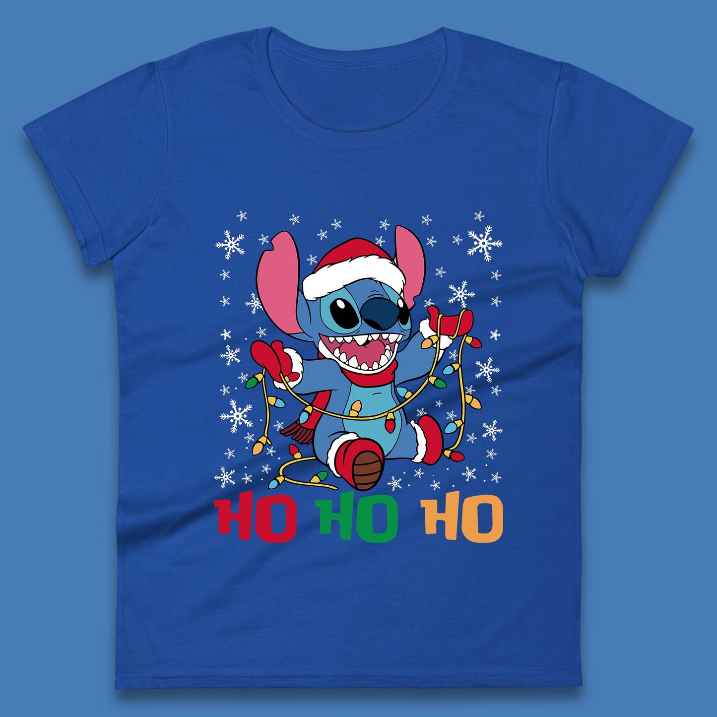 Happy Santa Stitch Christmas Womens T-Shirt