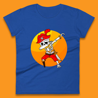 Dabbing Pirate Skeleton Halloween Jolly Roger Funny Halloween Costume Womens Tee Top