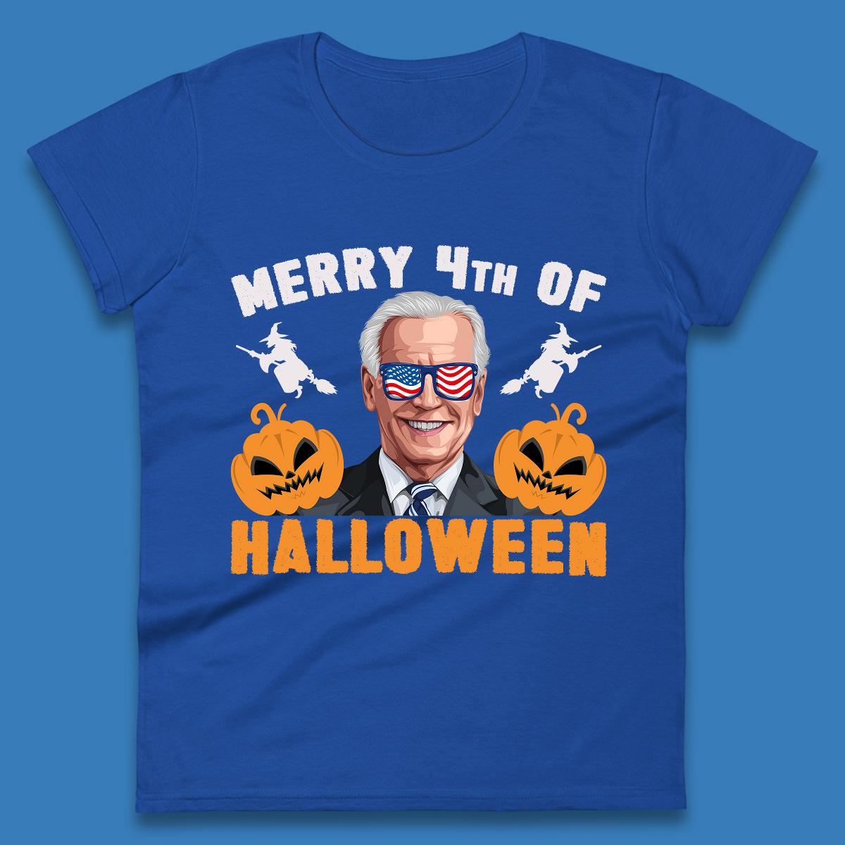 Merry 4th Of Halloween Funny Confused Joe Biden 4th Of July Womens Tee Top