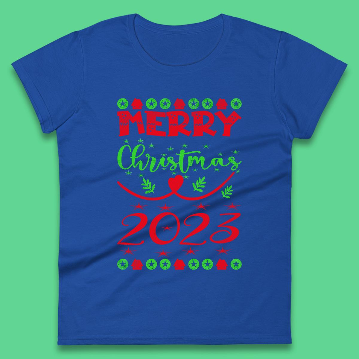 Merry Christmas 2023 Winter Holiday Xmas Festive Celebration Womens Tee Top