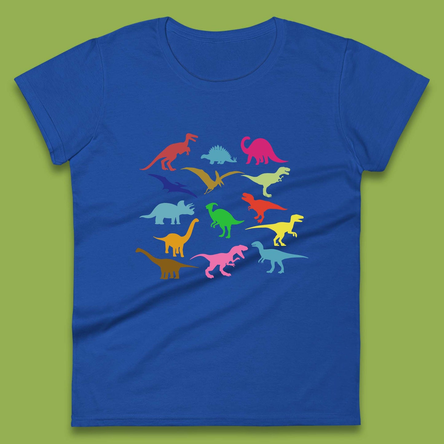 Colourful Dinosaurs Dino Fossil Dinosaurs Wild Nature Prehistoric Paleontology Velociraptor Womens Tee Top