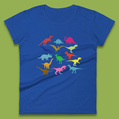 Colourful Dinosaurs Dino Fossil Dinosaurs Wild Nature Prehistoric Paleontology Velociraptor Womens Tee Top