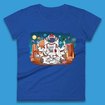 Meditating Astronaut Yoga Womens T-Shirt